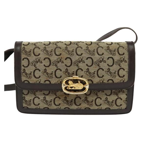 CELINE C Sulky Shoulder Bag Canvas Brown Gold - Picture 2 of 13